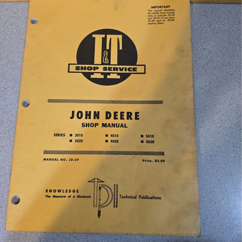 Vintage John Deere I&T Shop Service Manual JD-29 Replaces JD-20 And JD-23